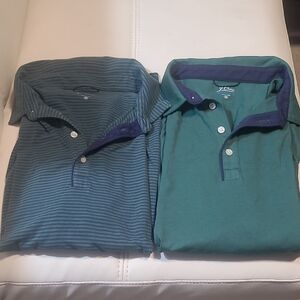 J. Crew Green and Striped Performance Polo Shirts